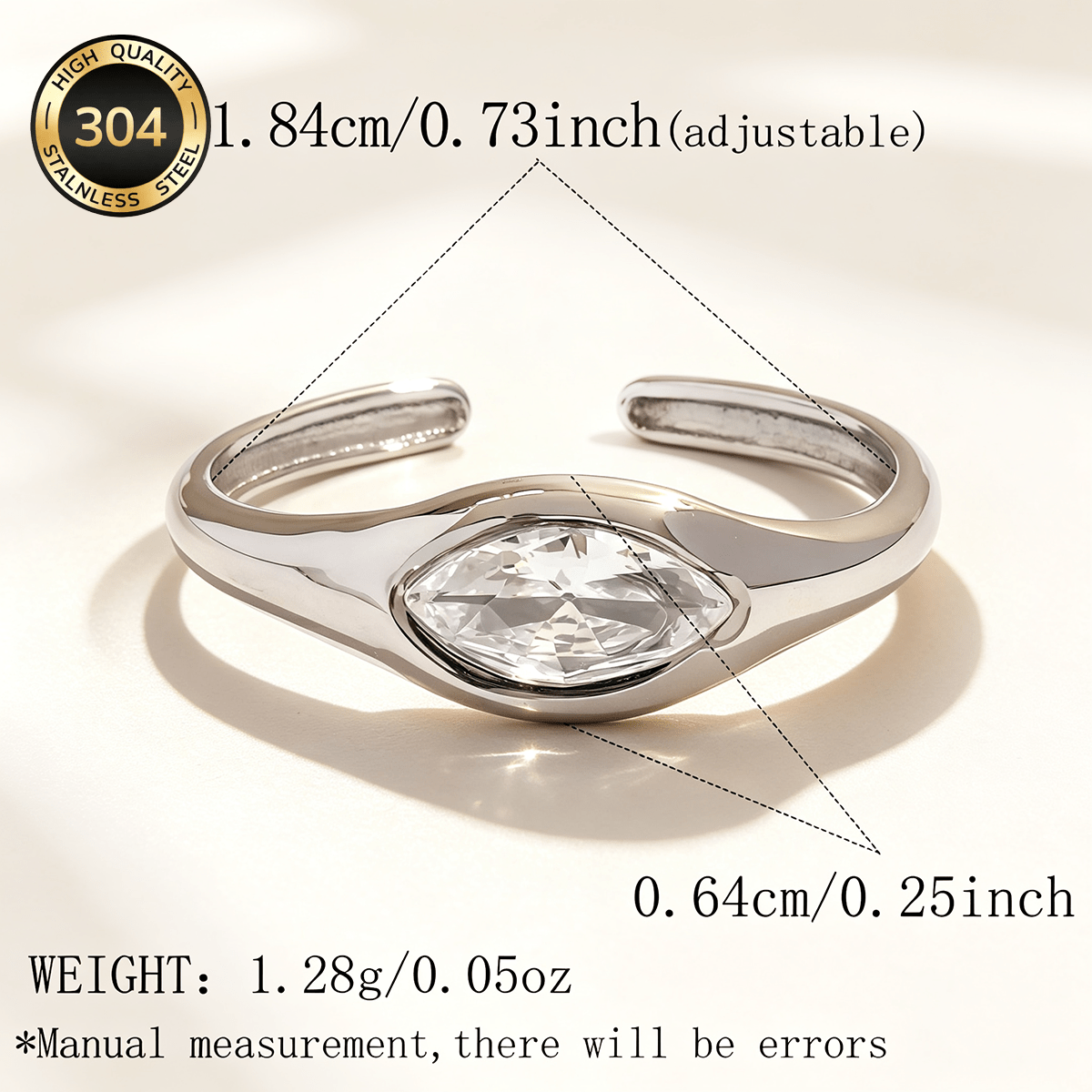 Women's Light Luxury Multi-Shape White Zircon Stainless Steel Ring